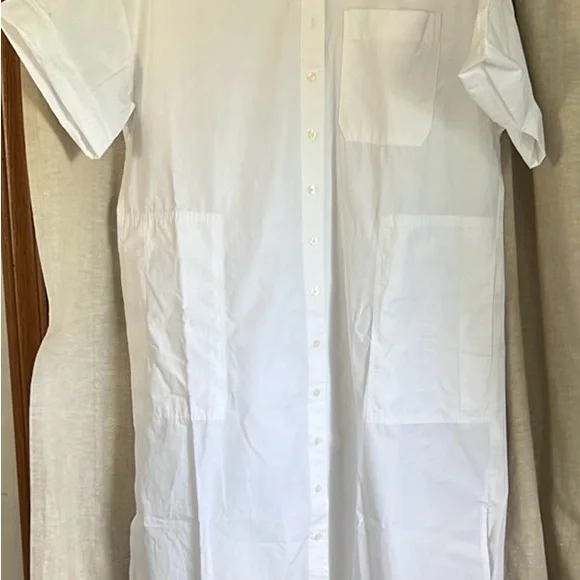 madewell white shirt dress Poplin Splitneck Midi Shirtdress